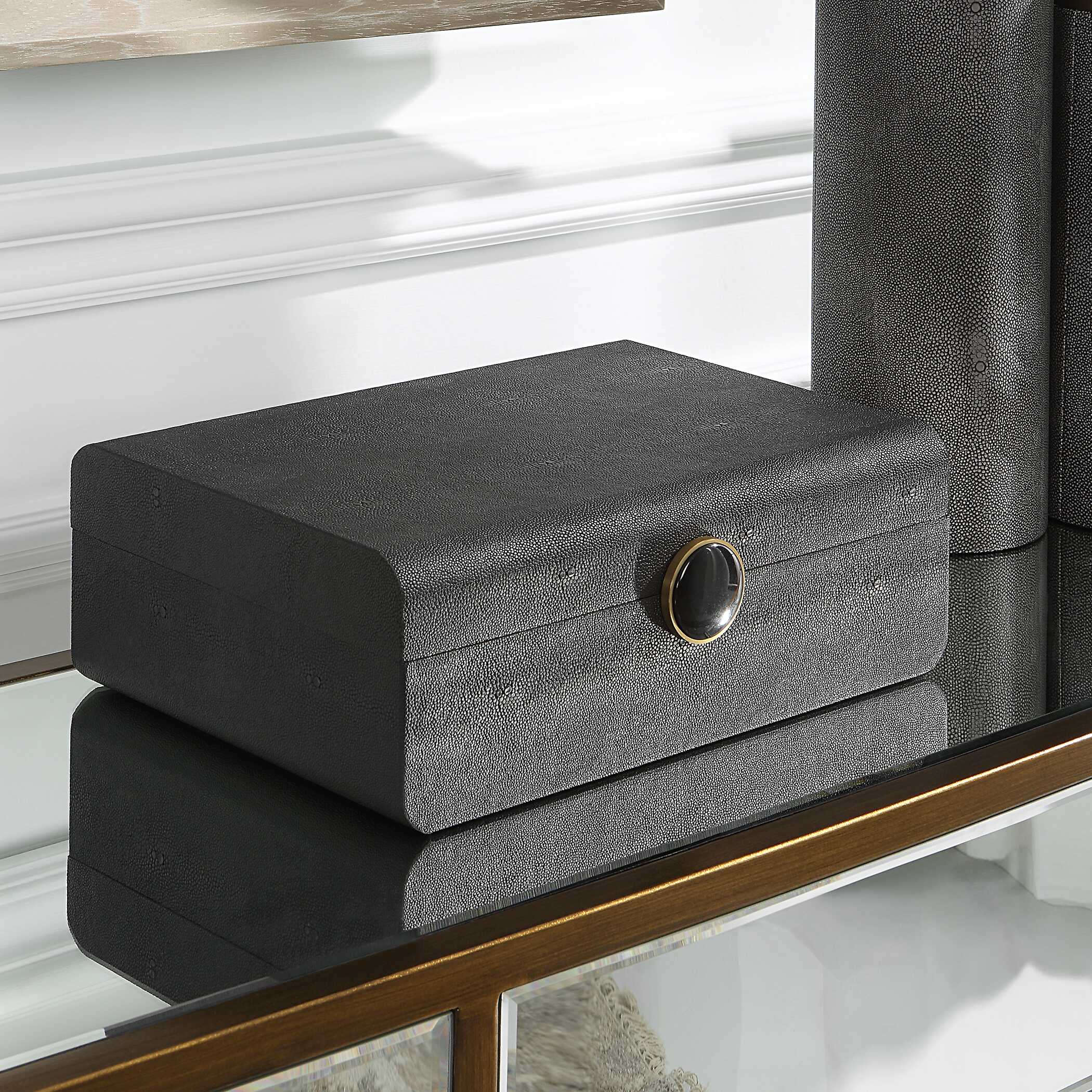 Lalique Black Shagreen Box large image 