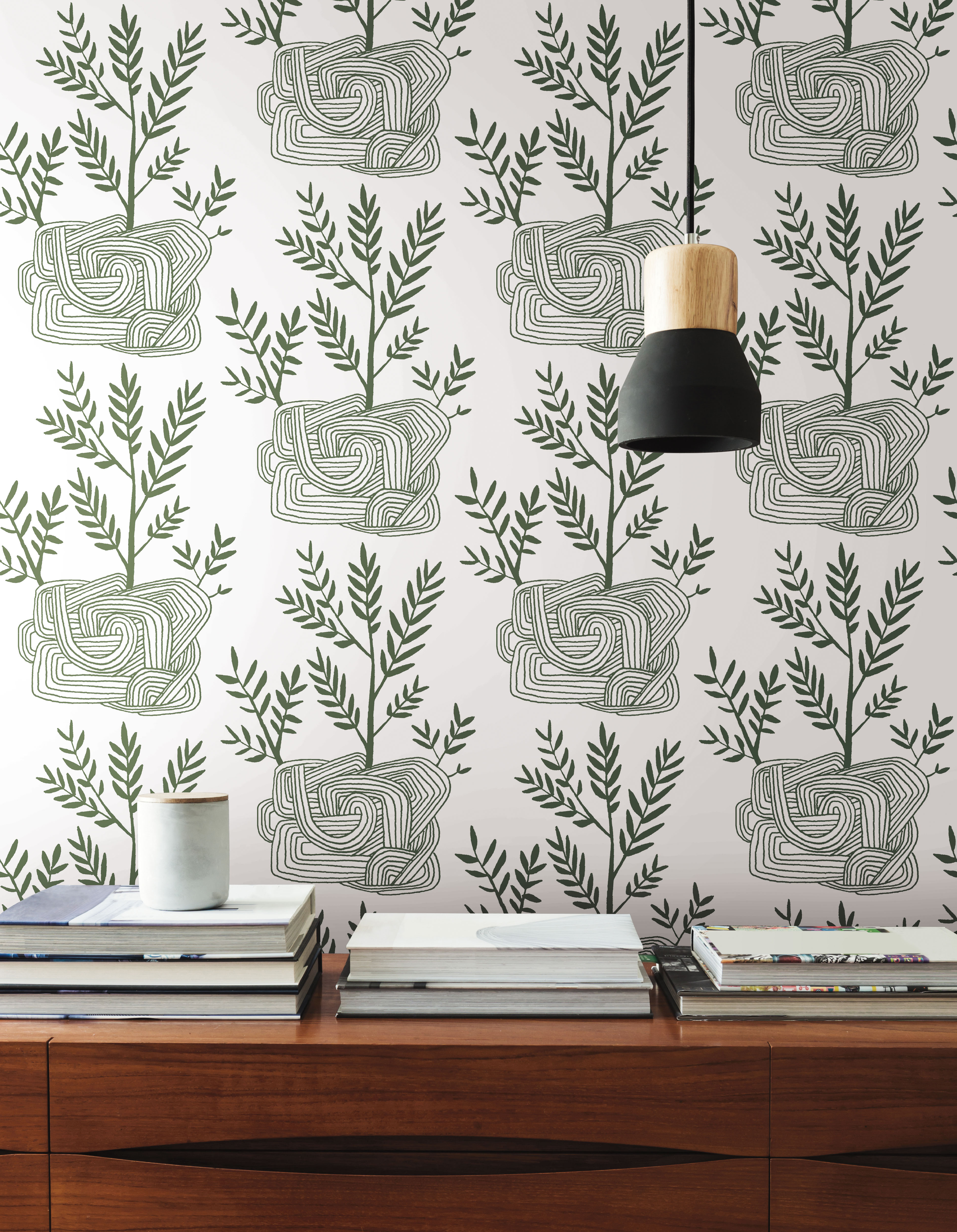Seedlings Green Peel & Stick Wallpaper large image 