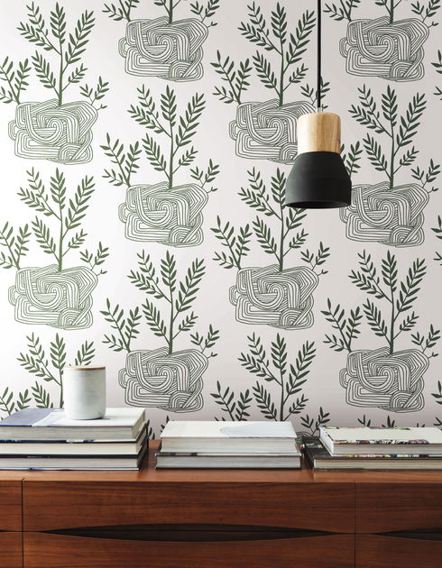 Seedlings Green Peel & Stick Wallpaper