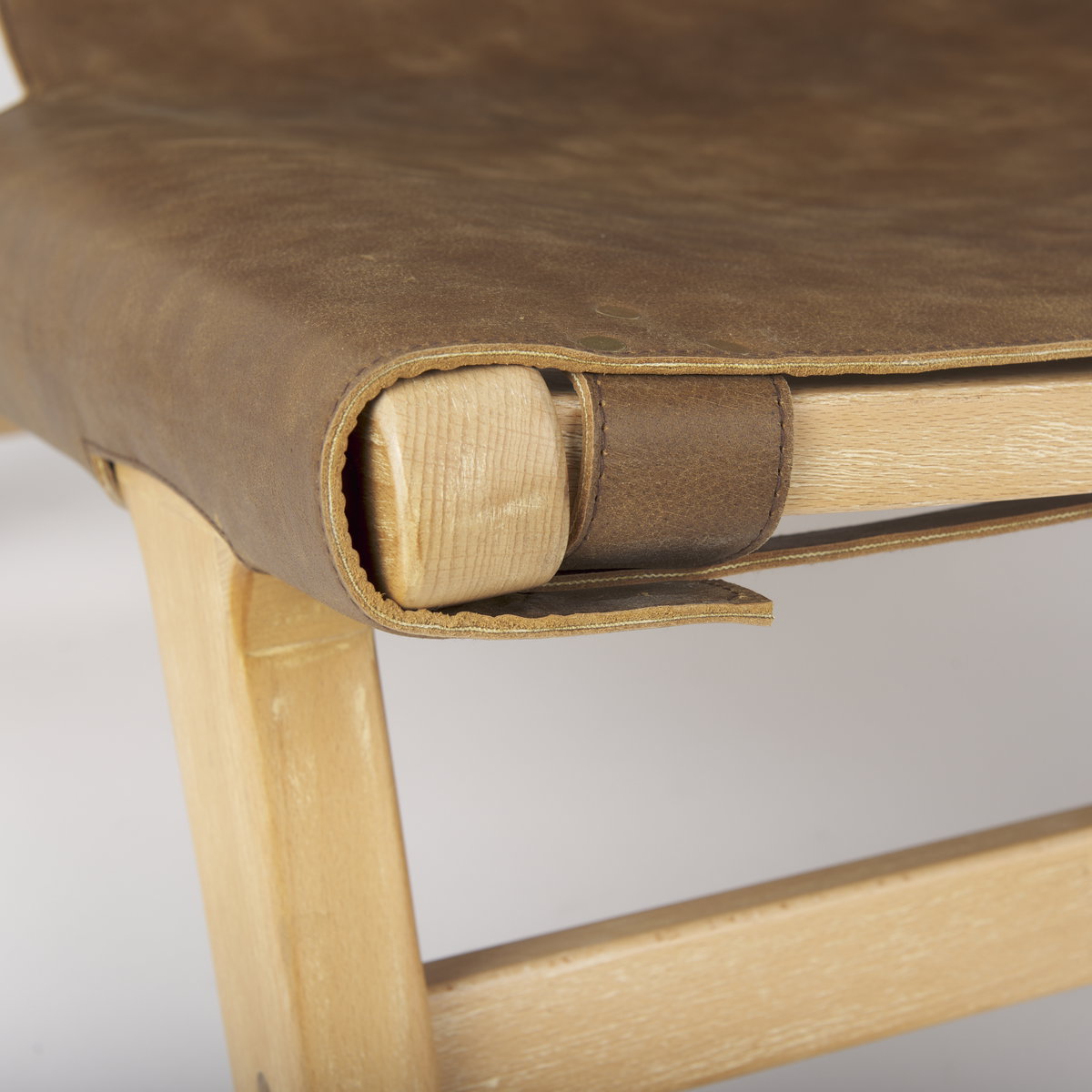 Elodie 24.4L x 33.9W x 30.7H Brown Leather with Natural Beech Wood Frame Accent Chair, by Mercana, 24.41" length x 31.9" width x 30.71" height View 12