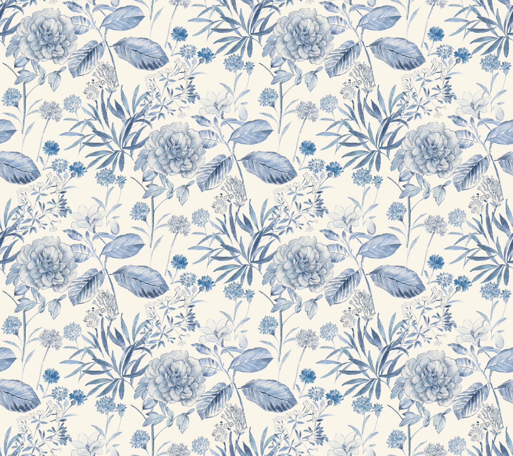 Midsummer Floral Blue Wallpaper large image 