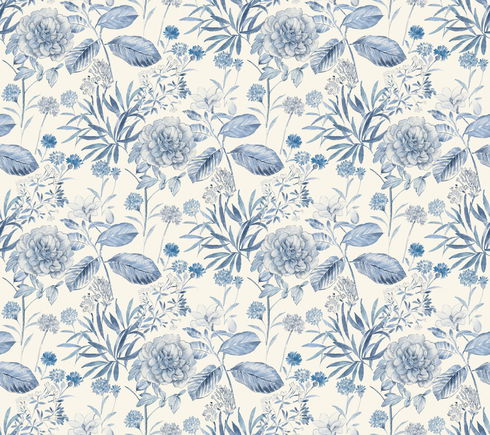 Midsummer Floral Blue Wallpaper