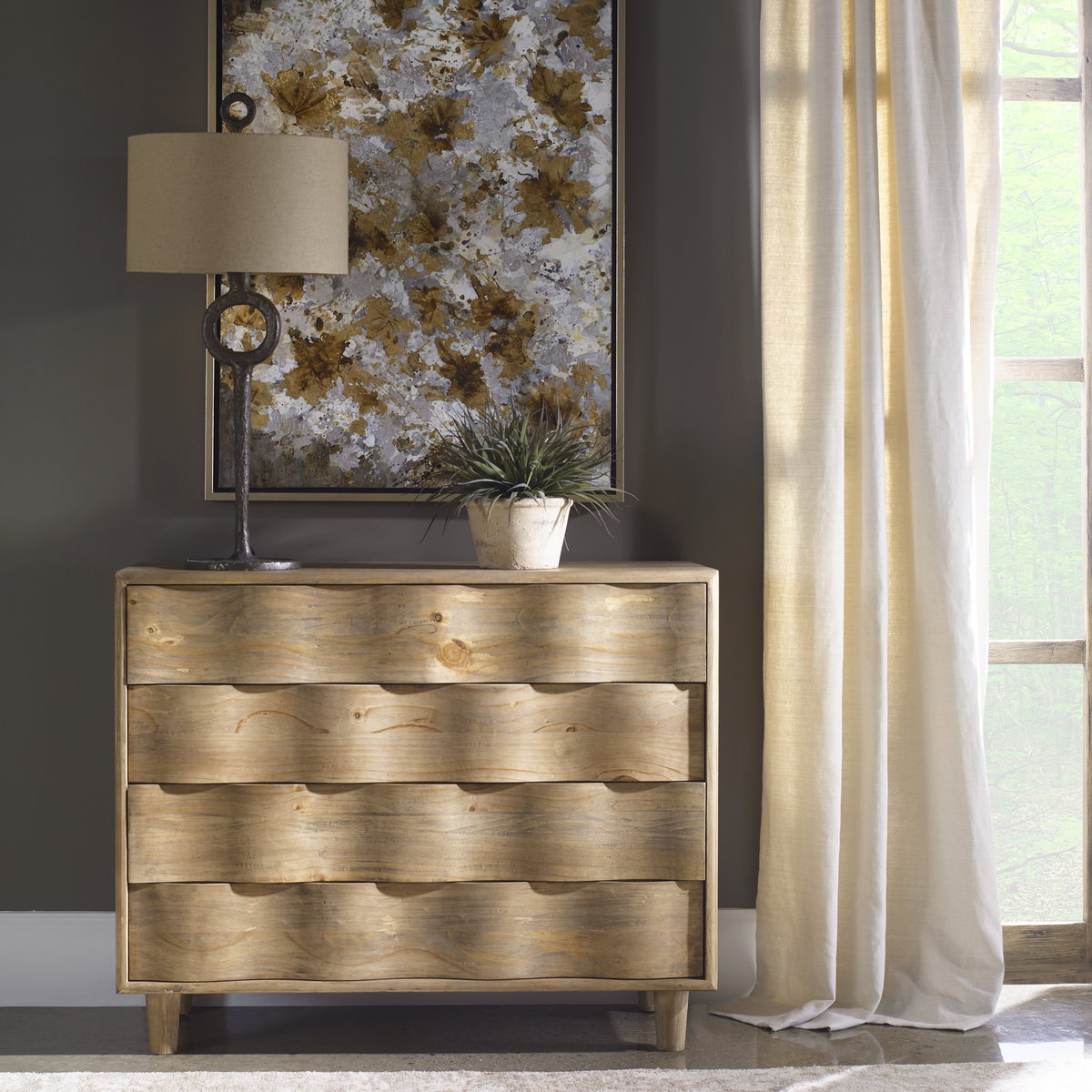 Crawford Light Oak Accent Chest, Furniture by Uttermost, 42" width x 34" height x 17" depth View 2