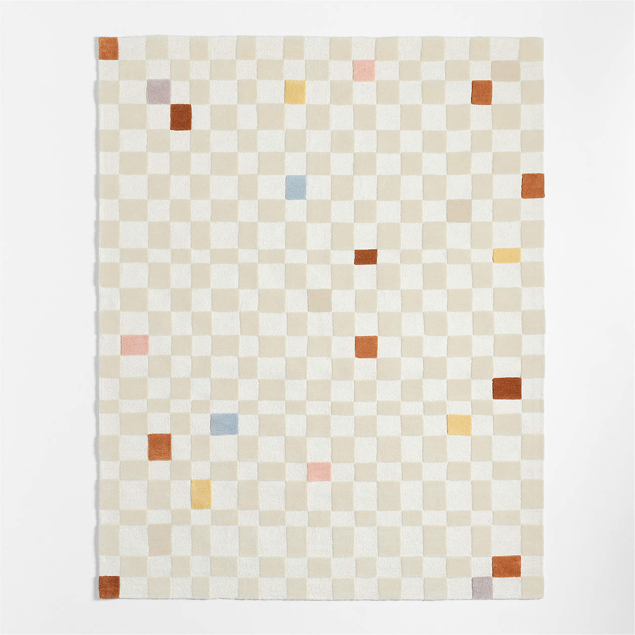 Online Designer Bedroom Imperfect Checkerboard Multicolor Wool Kids Area Rug 5'x8'