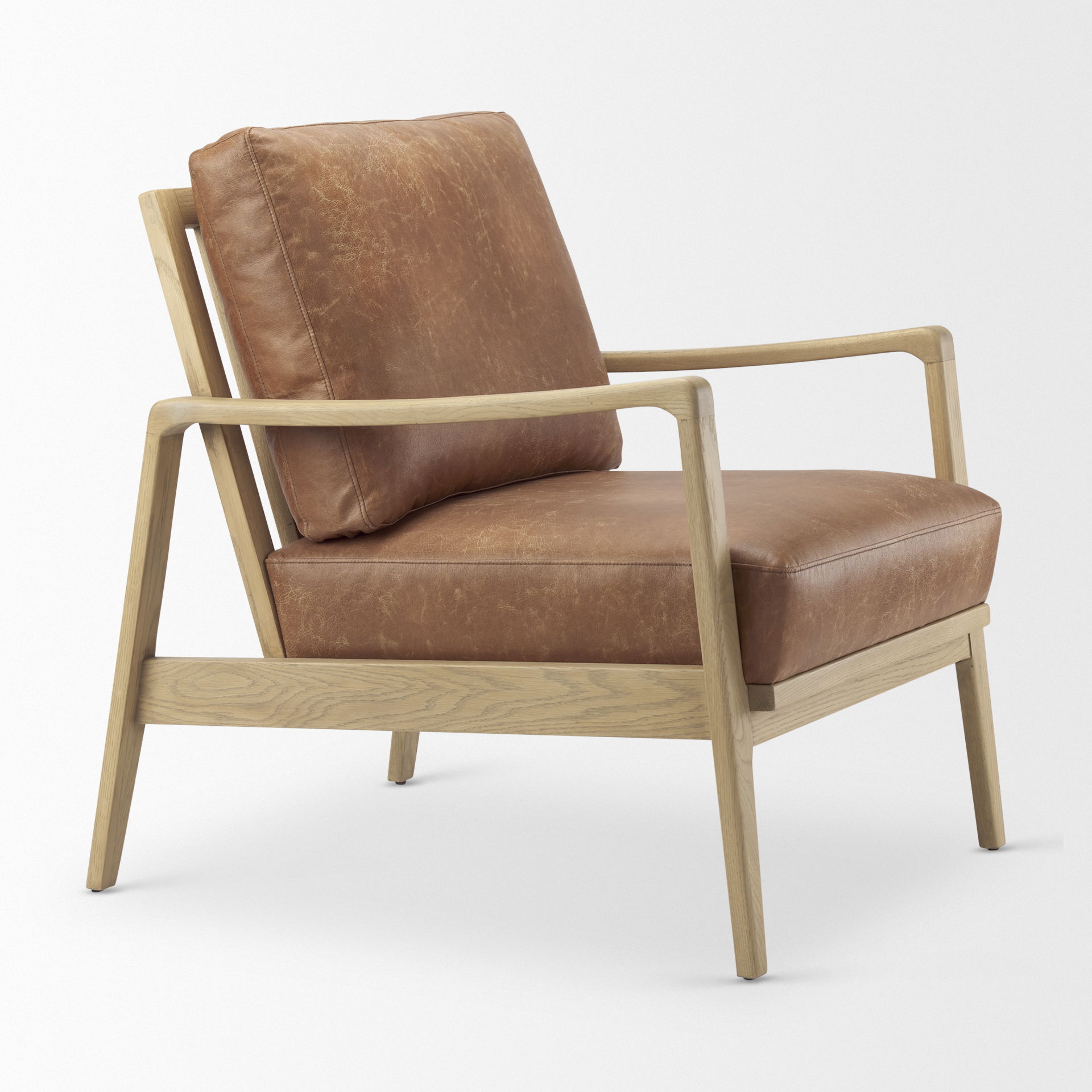 Raeleigh Tan Faux Leather Accent Chair, by Mercana, 27.95" length x 34.06" width x 34.45" height View 8