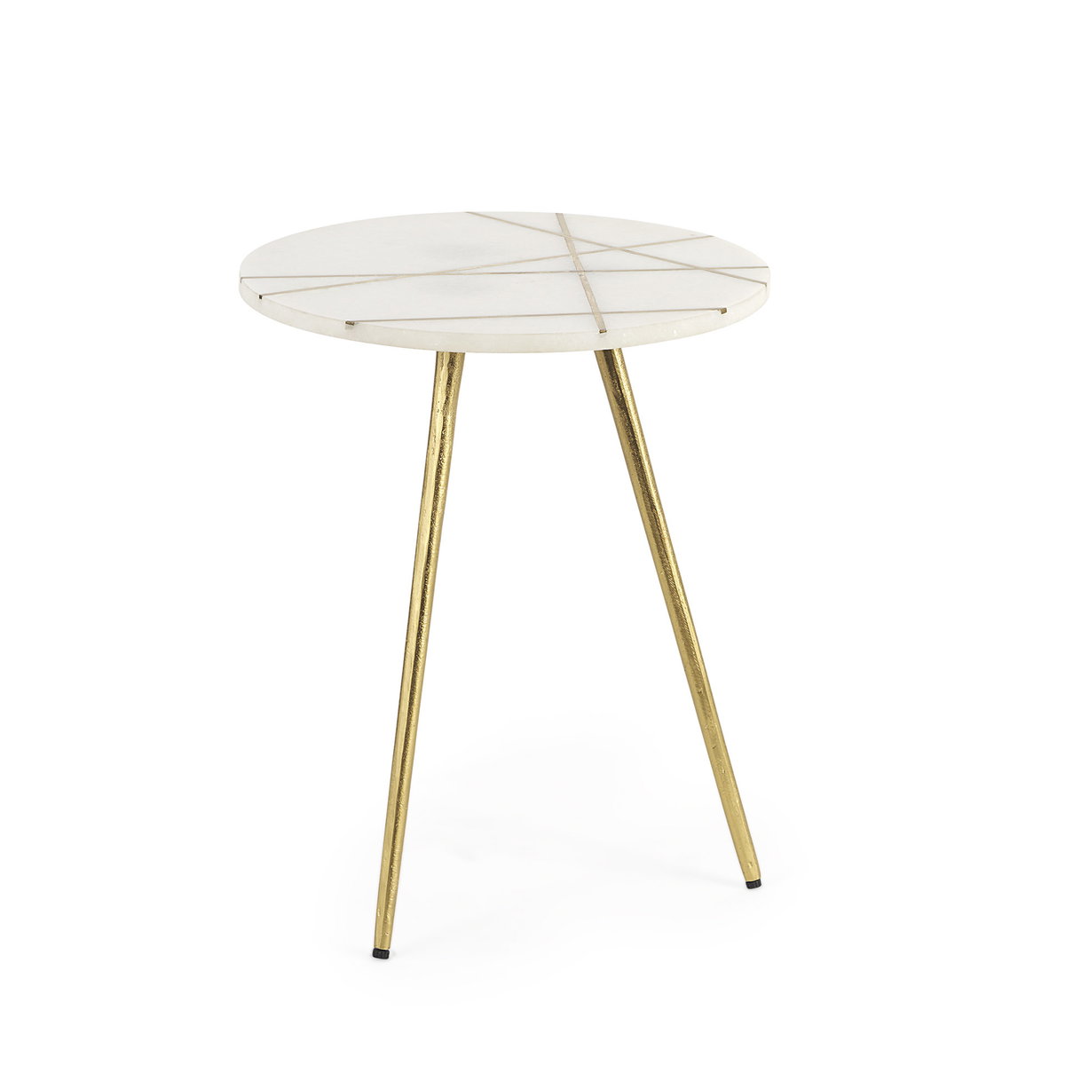 Vivienne   White Marble with Antique Gold Metal Round Small Side Table, Side & End Table by Mercana, 16" length x 16" width x 19" height View 3