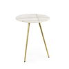 Vivienne   White Marble with Antique Gold Metal Round Small Side Table, Side & End Table by Mercana, 16" length x 16" width x 19" height thumbnail 3