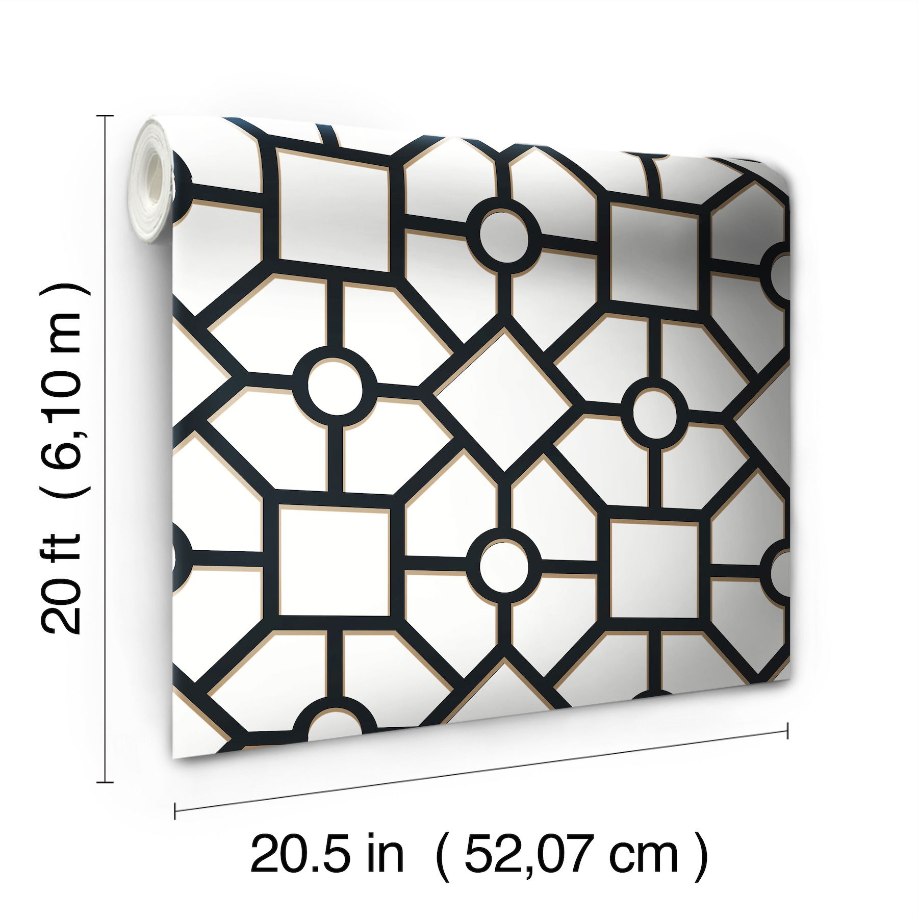 Hedgerow Trellis Black & Gold Peel & Stick Wallpaper large image 