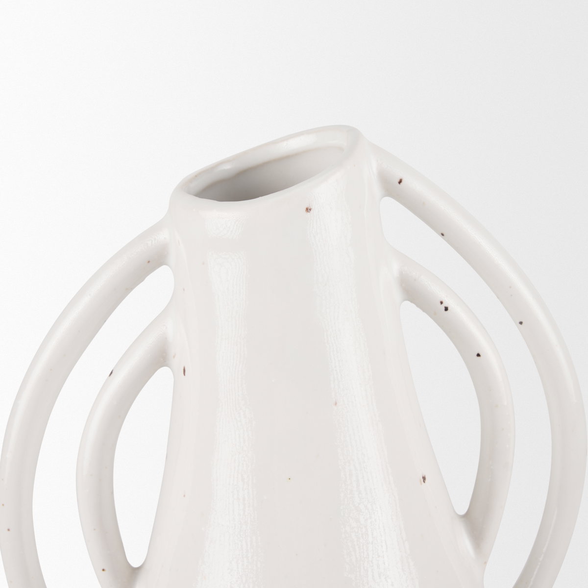 Urvi Tall Off White Speckled Asymmetrical Ceramic Vase, by Mercana, 7.09" length x 5.91" width x 13.98" height View 8