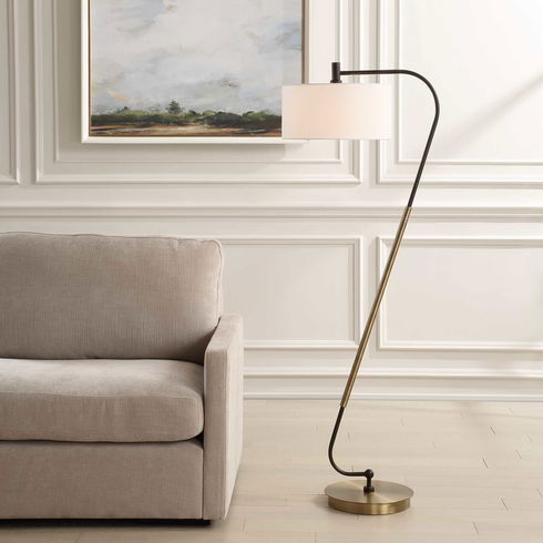 Irwin Curved Brass Floor Lamp