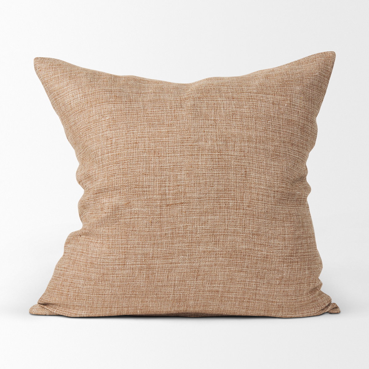 Jacklyn 22x22 Brown Linen Square Decorative Pillow Cover, by Mercana, 22" length x 22" width x 0.2" height View 6