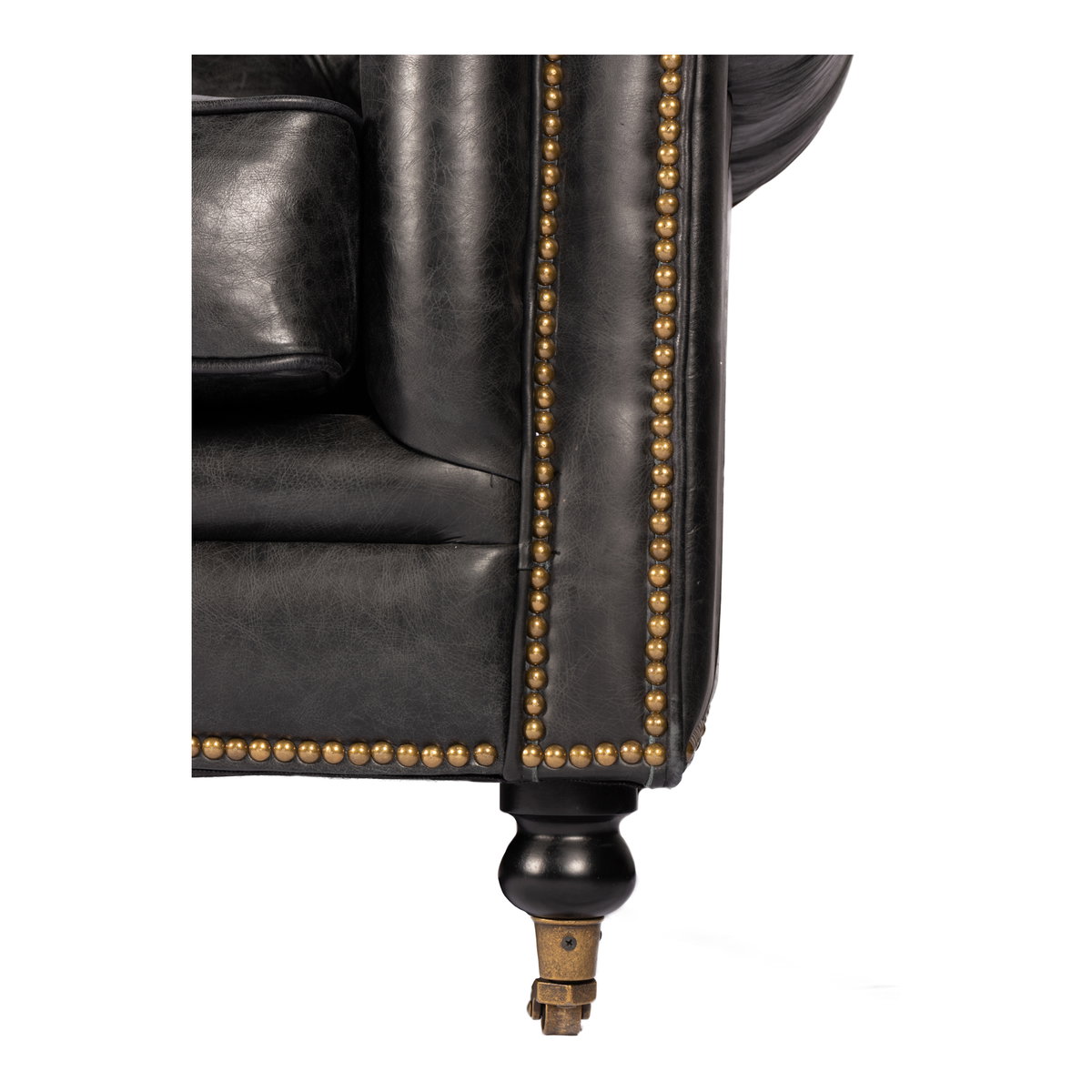 Birmingham Sofa Black Leather, Sofas & Sectional by Moe's Home, 87" width x 29" height x 36" depth View 6
