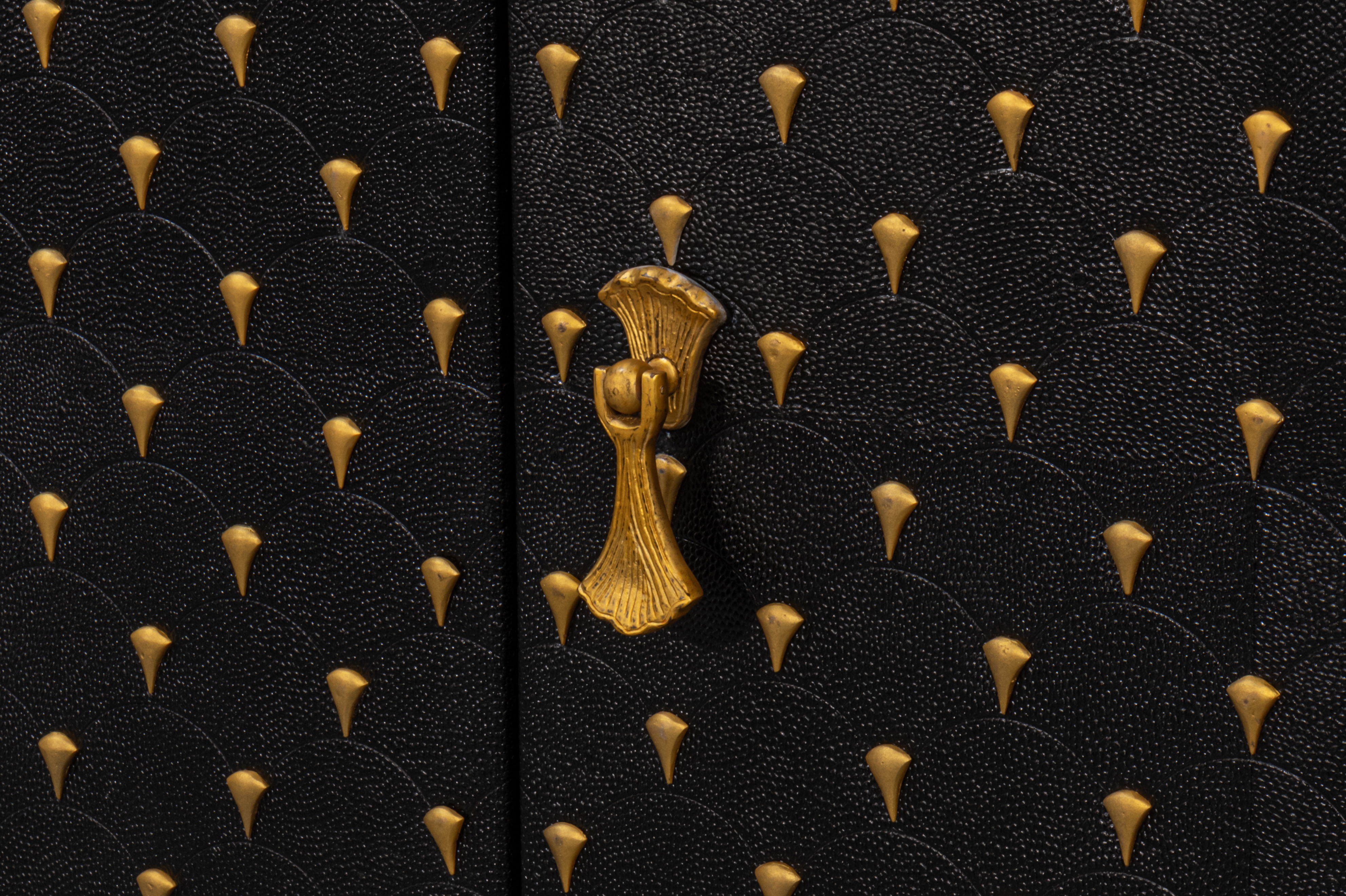 Palisade Shagreen Credenza, Black, Cabinets & Sideboard by Sarreid, 80" length x 19" width x 34" height View 12