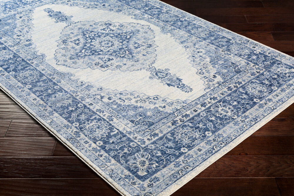 Indigo Machine Woven Rug, by Surya, 5'6.93" length x 4'2" width
