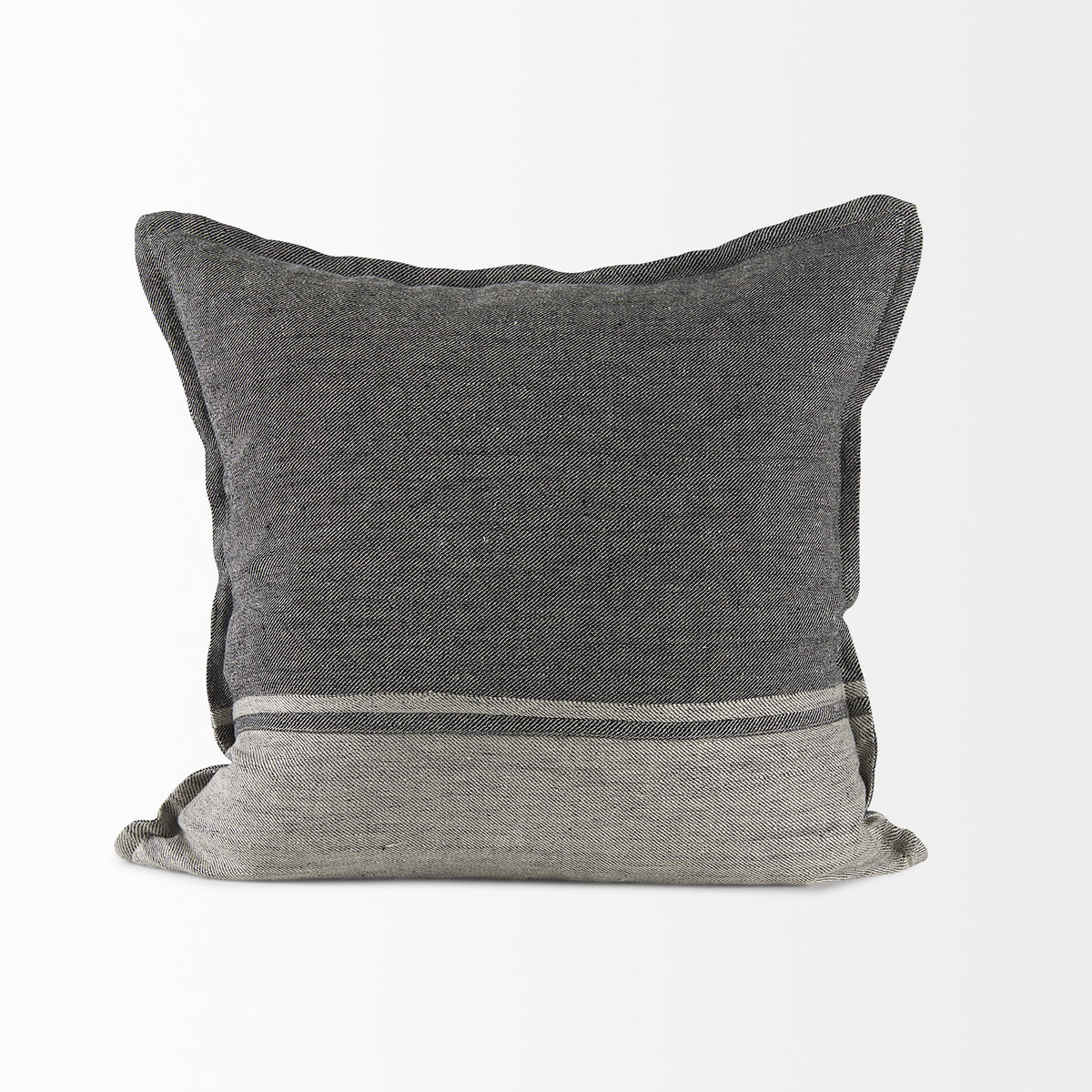 Zadie 20x20 Light Gray and Dark Gray Fabric Color Blocked Pillow Cover, Decorative Pillow by Mercana, 20" length x 20" width x 0.2" height View 8