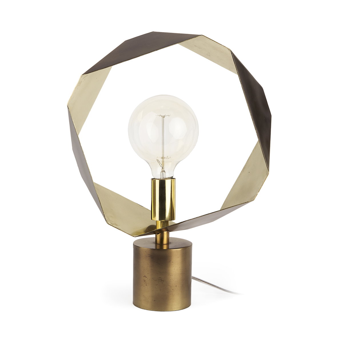 Shamir 15L x 15W Gold Geometric Metal Table Lamp, by Mercana, 14.5" length x 14.5" width x 18.7" height View 1