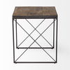 Trestman II 24' x 22.5' Square Top Medium Brown Wood and Iron Cross Braced End/Side Table, Side & End Table by Mercana, 24" length x 24" width x 22.5" height thumbnail 5