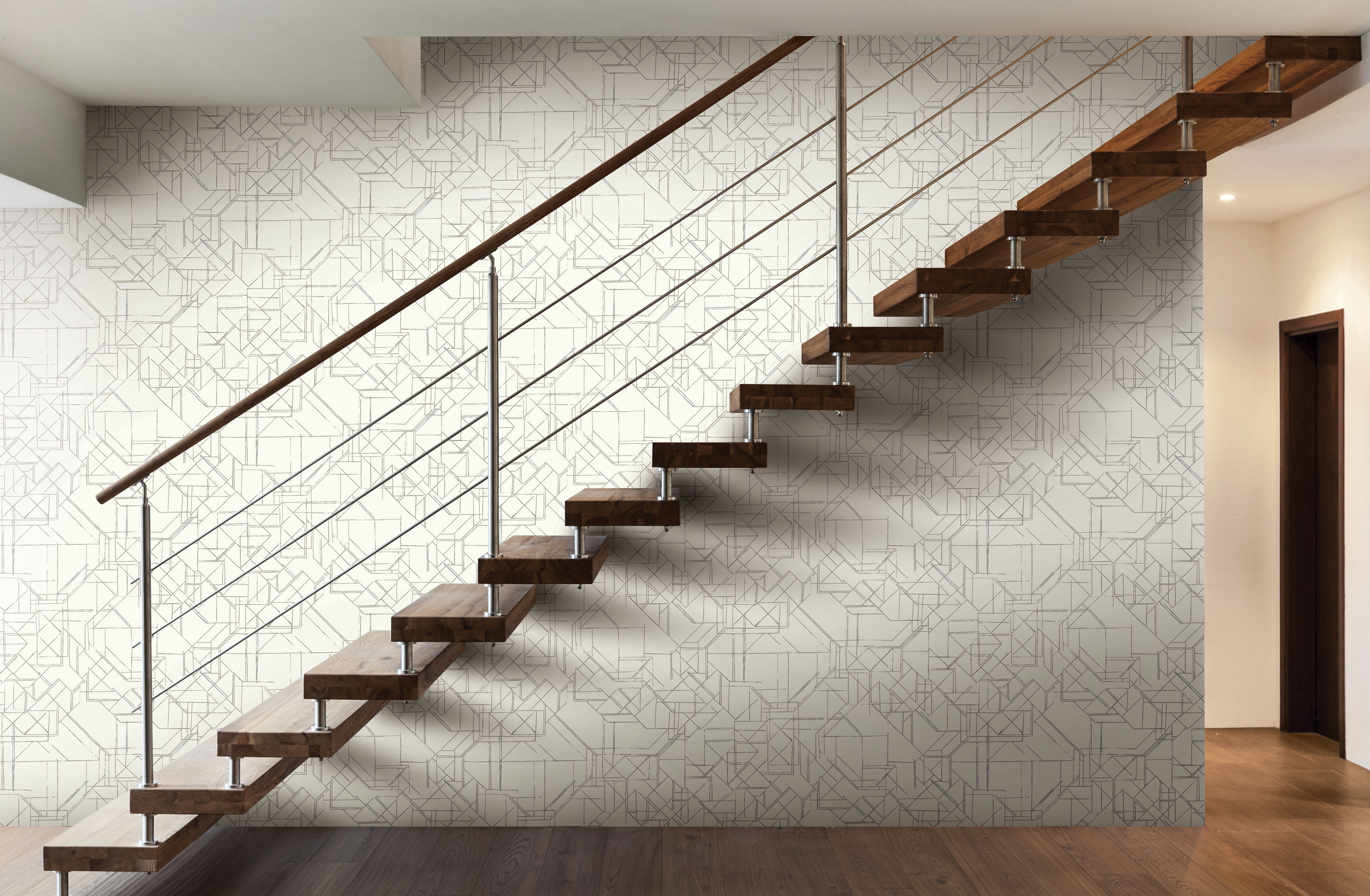 Prism Schematics Grey Peel & Stick Wallpaper, by York Wall, 20' length x 2'3" width x 0.02" depth View 3