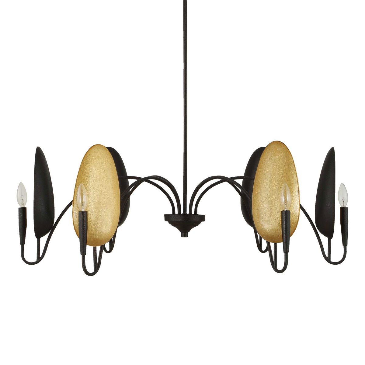 Warwick 6 Light Matte Black Chandelier, Pendant by Uttermost, 19" height x 41.5" diameter View 3