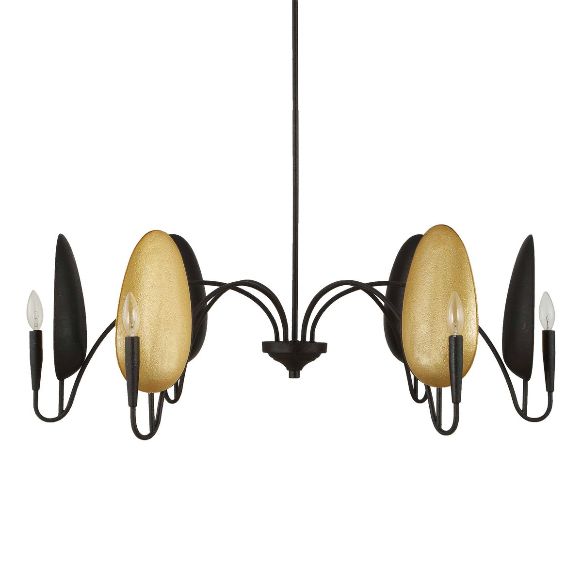 Warwick 6 Light Matte Black Chandelier, Pendant by Uttermost, 19" height x 41.5" diameter View 3