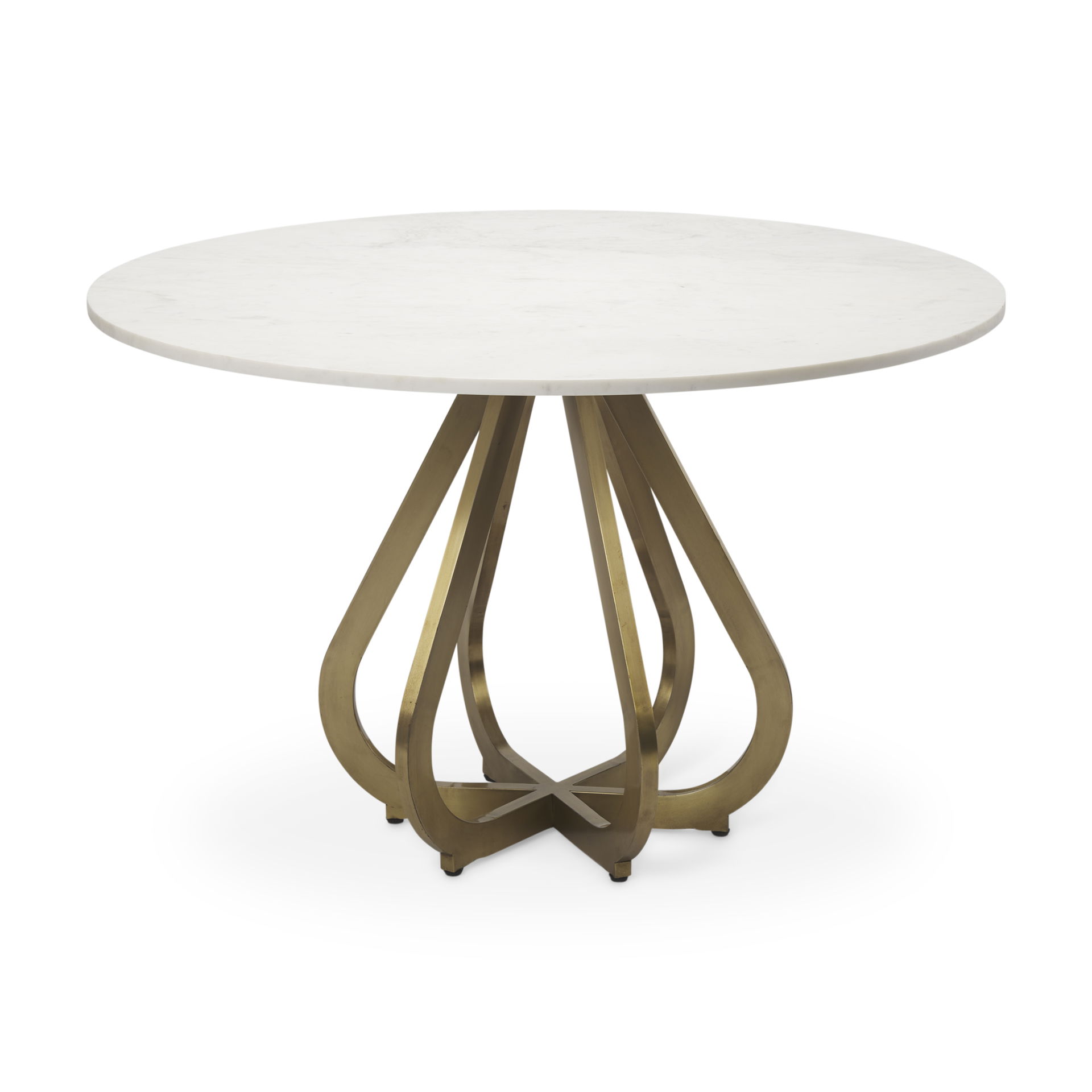 Laurent 48' Marble Top Gold Metal Base Dining Table large image 