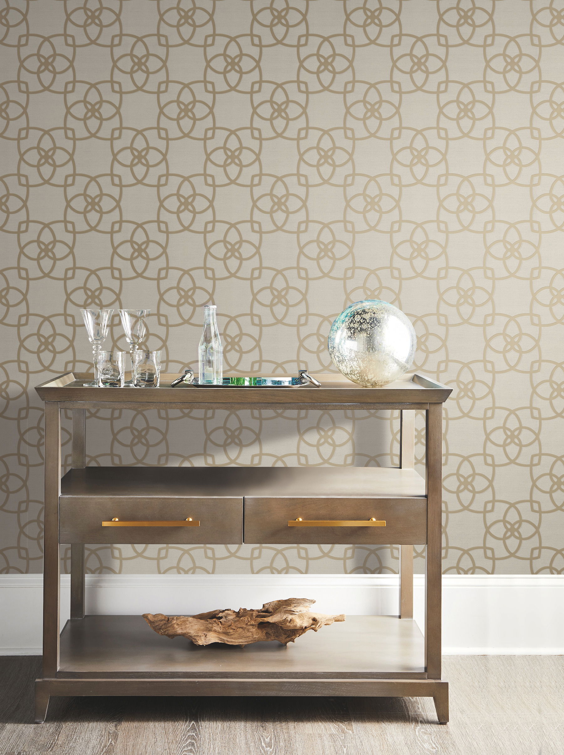 Serendipity Cream & Gold Metallic Wallpaper large image 