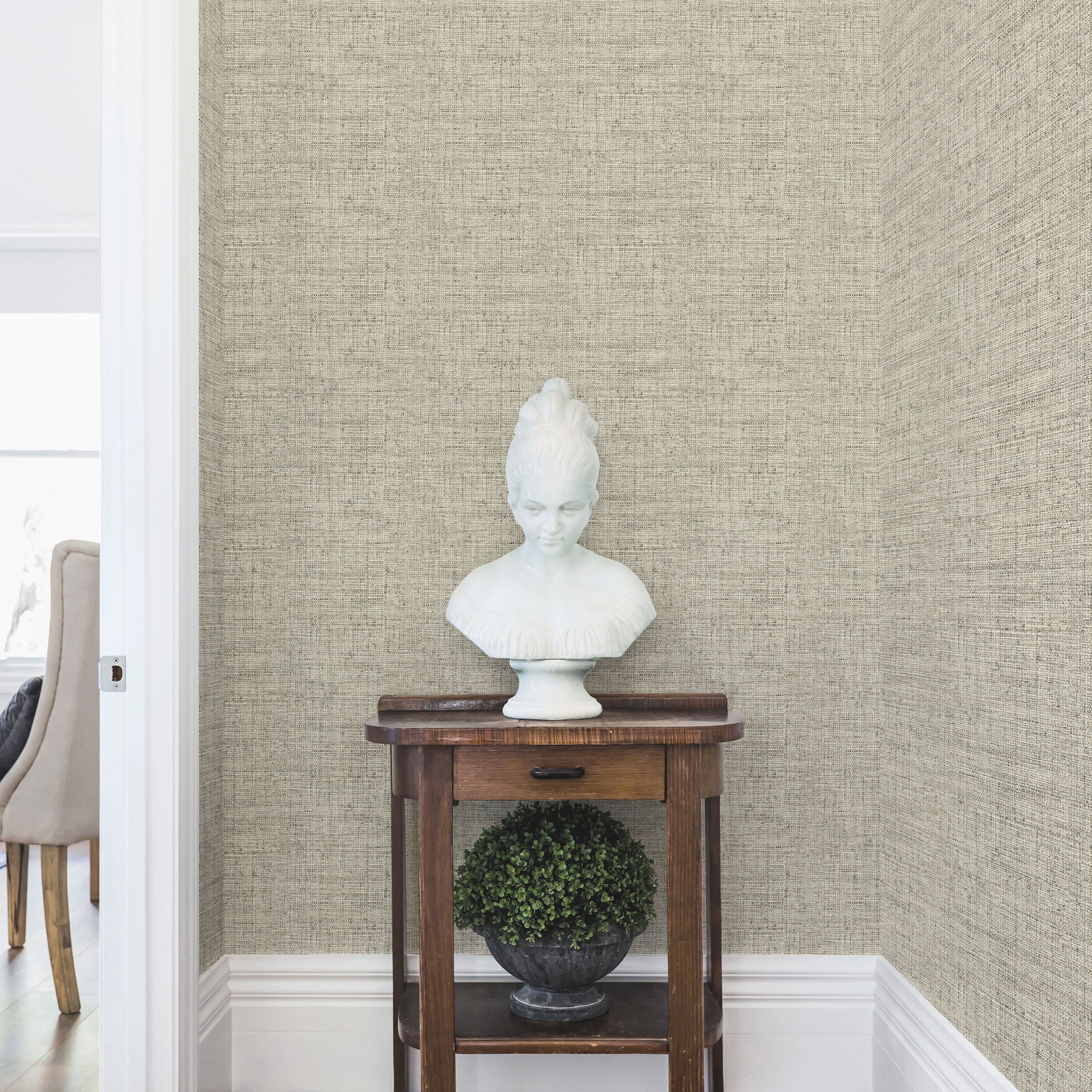 Papyrus Weave Neutral Peel & Stick Wallpaper, by York Wall, 20' length x 2'3" width x 0.02" depth View 3