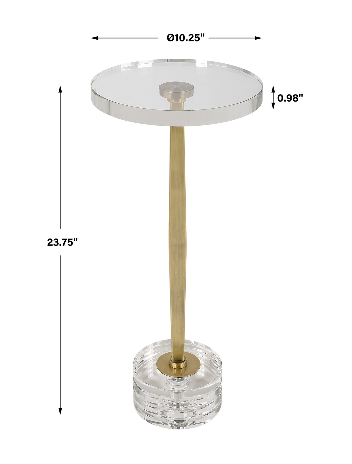 Groove Crystal Drink Table, Side & End Table by Uttermost, 10.25" width x 23.75" height x 10.25" depth View 3