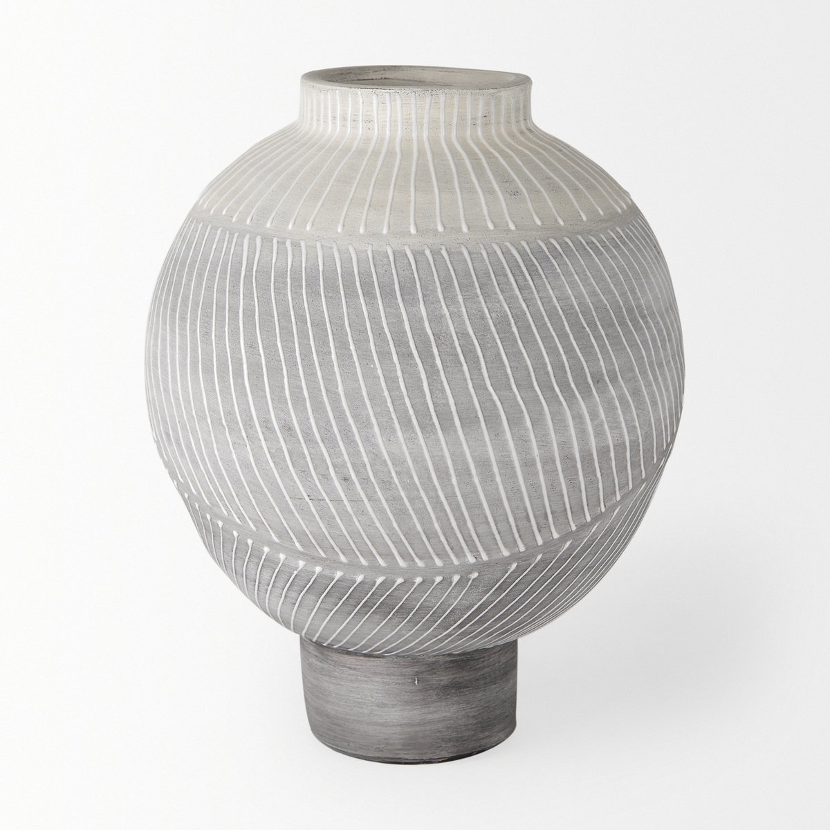 Blume 12.5H Off-White with Gray Textured Vase, by Mercana, 9.45" length x 9.45" width x 12.6" height View 3