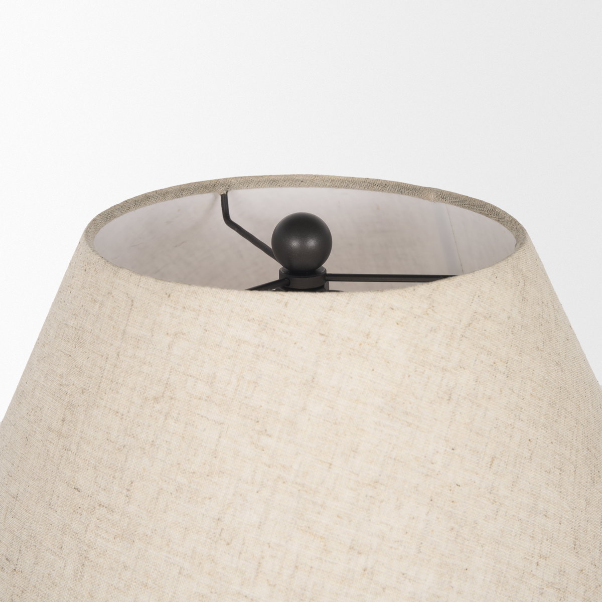 Sadiyah Black Brushed Metal with Beige Shade Table Lamp, by Mercana, 19.5" length x 19.5" width x 24" height View 8