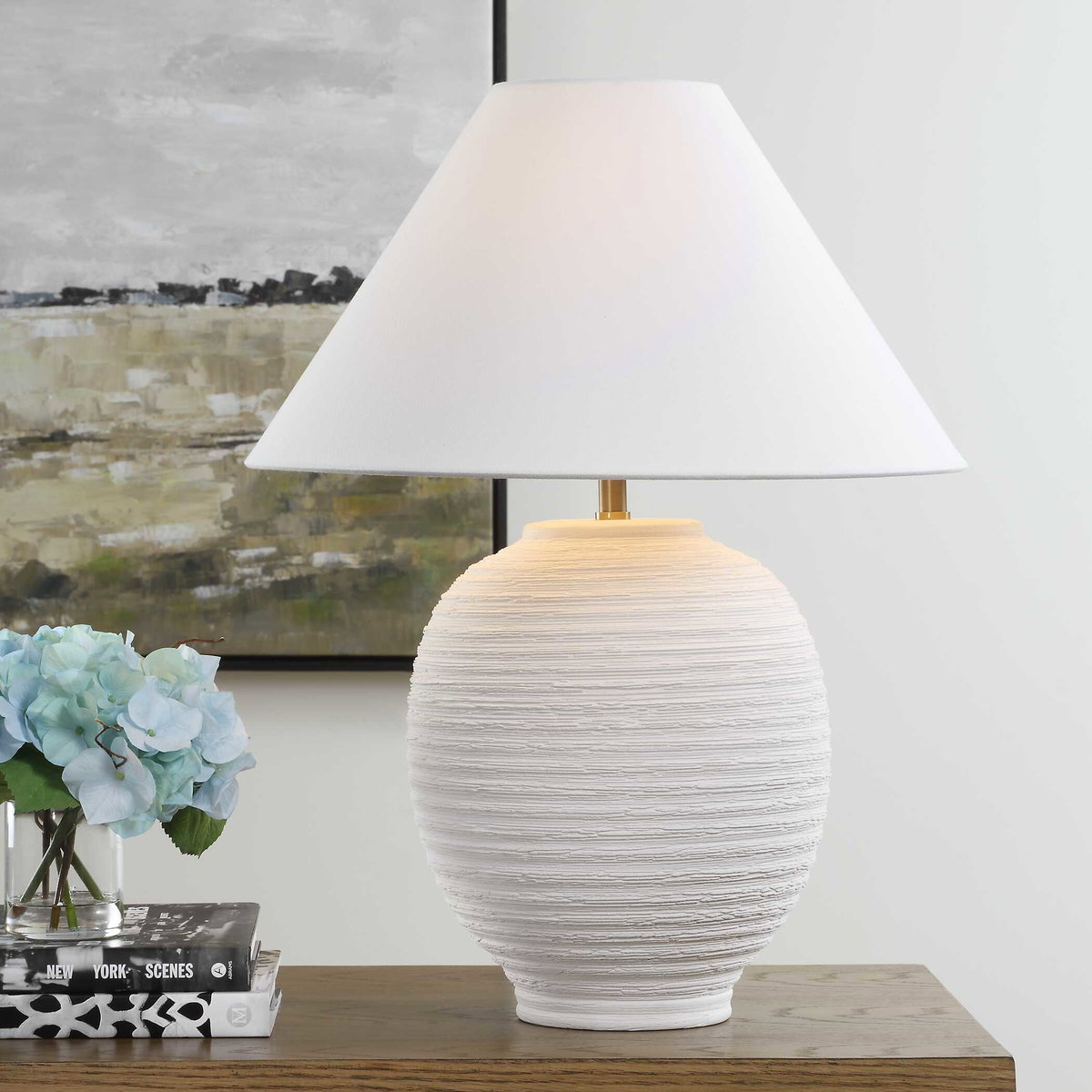 Rocio Ceramic White Table Lamp, by Uttermost, 19" width x 25" height x 19" depth View 1