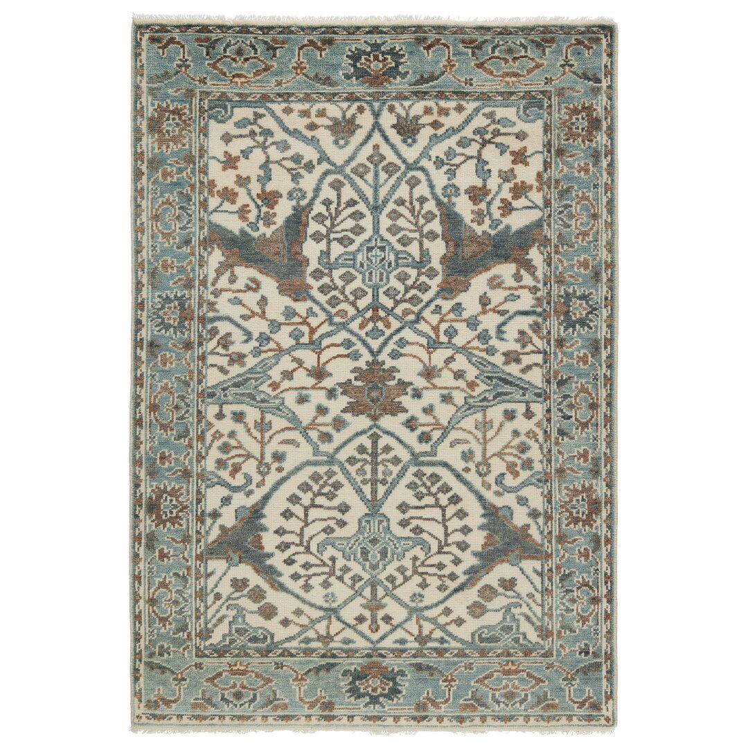 Jaipur Living Slayton Handknotted Medallion Ivory Light Teal Area Rug large image 