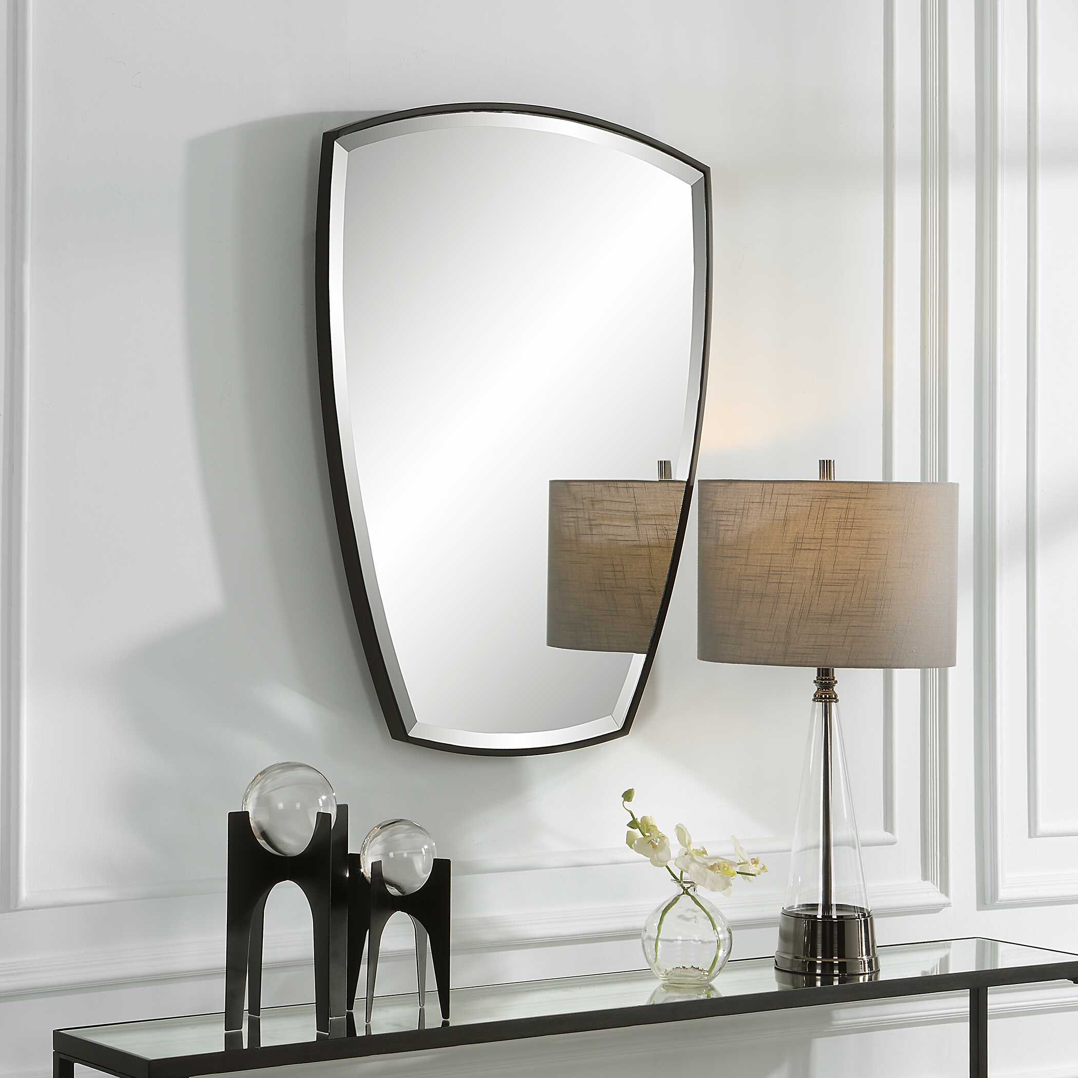 Crest Curved Iron Mirror, by Uttermost, 25.25" width x 36" height x 1.5" depth View 4