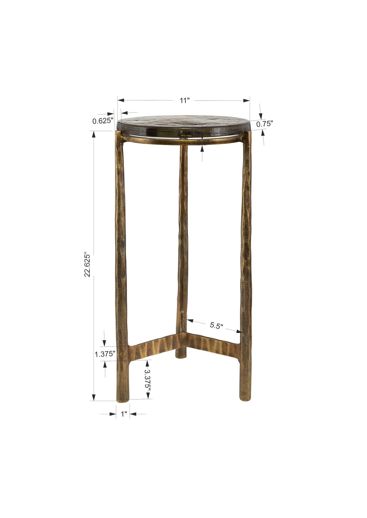 Eternity Brass Accent Table, Side & End Table by Uttermost, 11.5" width x 23" height x 11.5" depth View 3