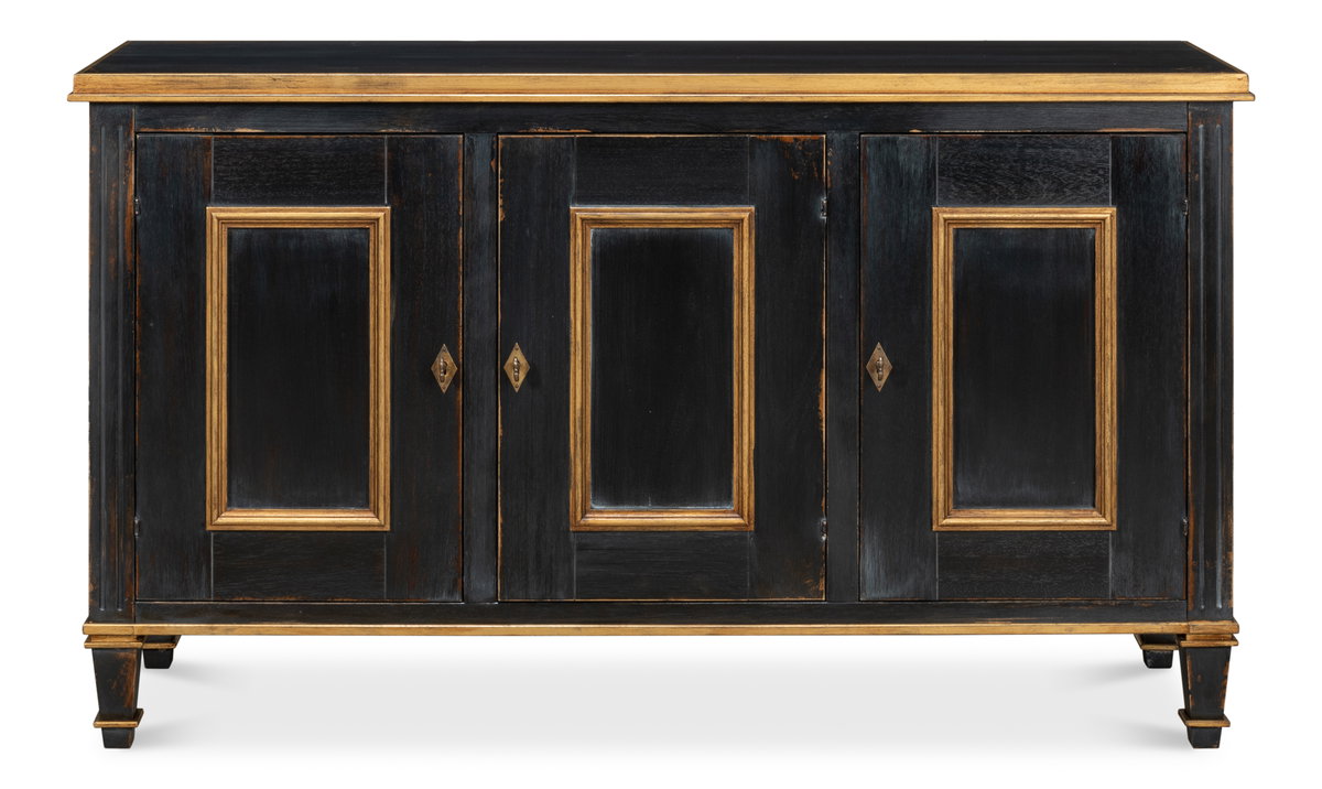 Louis Xvi Buffet Powder Black W/Gold, by Sarreid, 1'6" length x 5' width x 2'10" height View 3