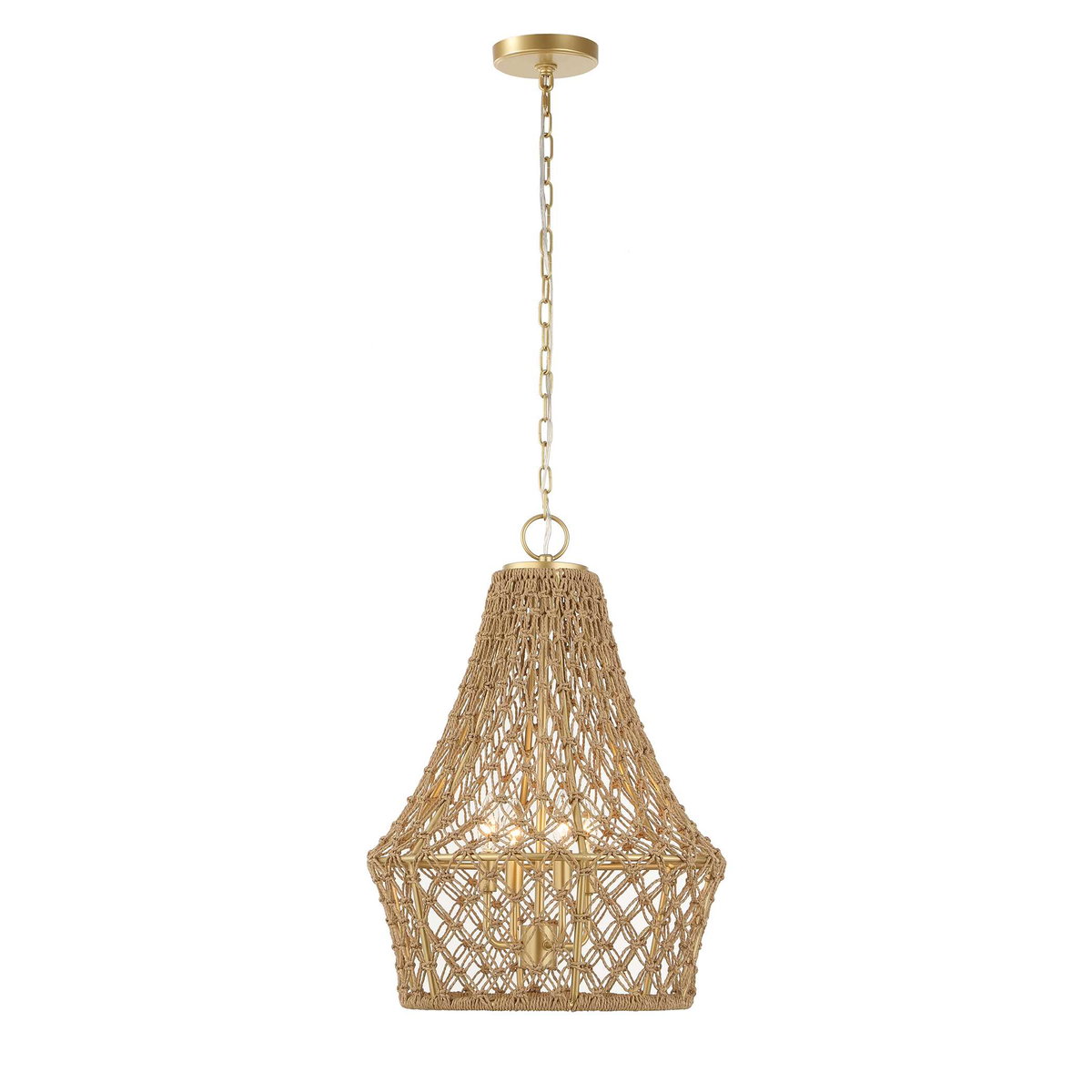 Macrame 4 Light Rope Pendant, by Uttermost, 18" width x 25.5" height x 18" diameter View 5