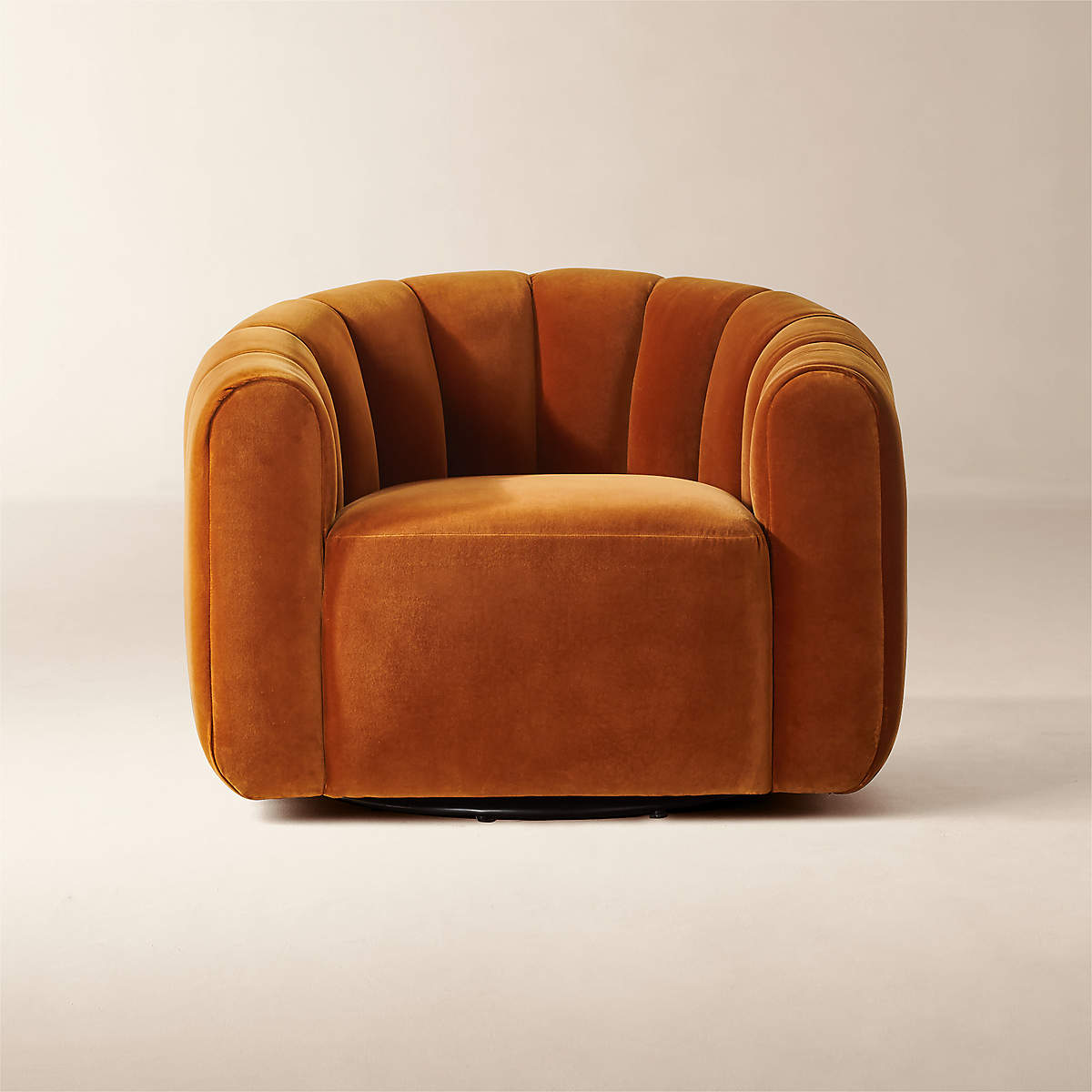 Online Designer Bedroom Fitz Channeled Russet Velvet Swivel Chair