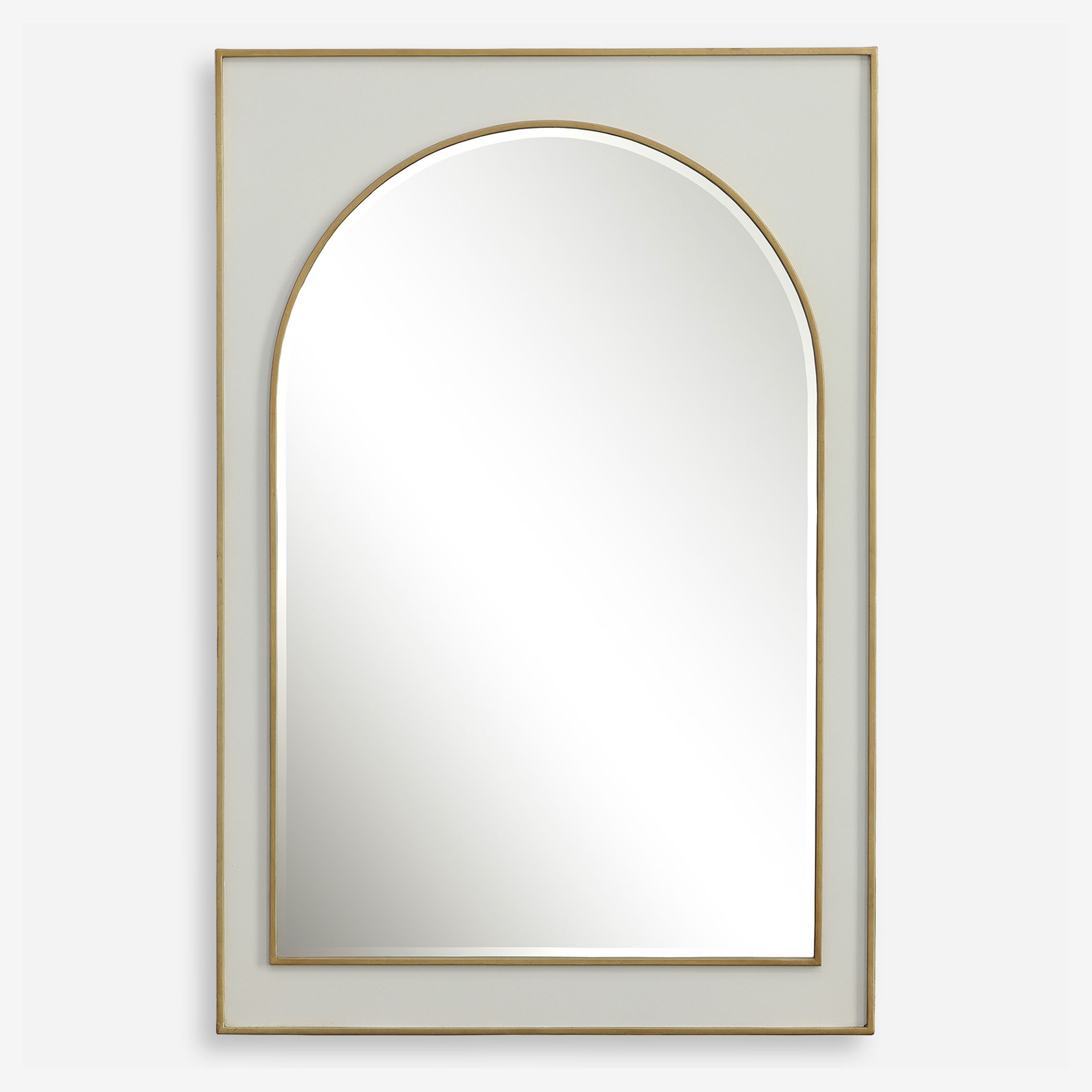 Crisanta Gloss White Arch Mirror large image 