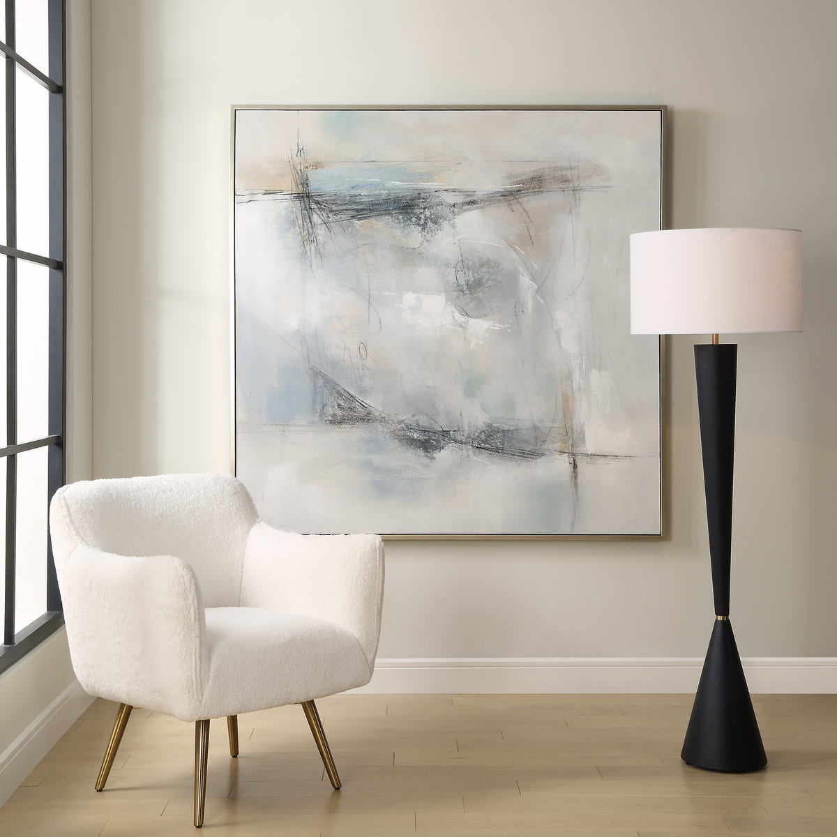 Contort Hand Painted Abstract Art, by Uttermost, 61.75" width x 61.75" height x 1.5" depth View 2