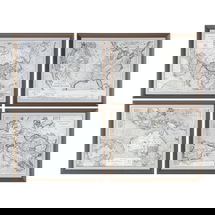 Online Designer Bedroom World Maps Framed Prints S/4