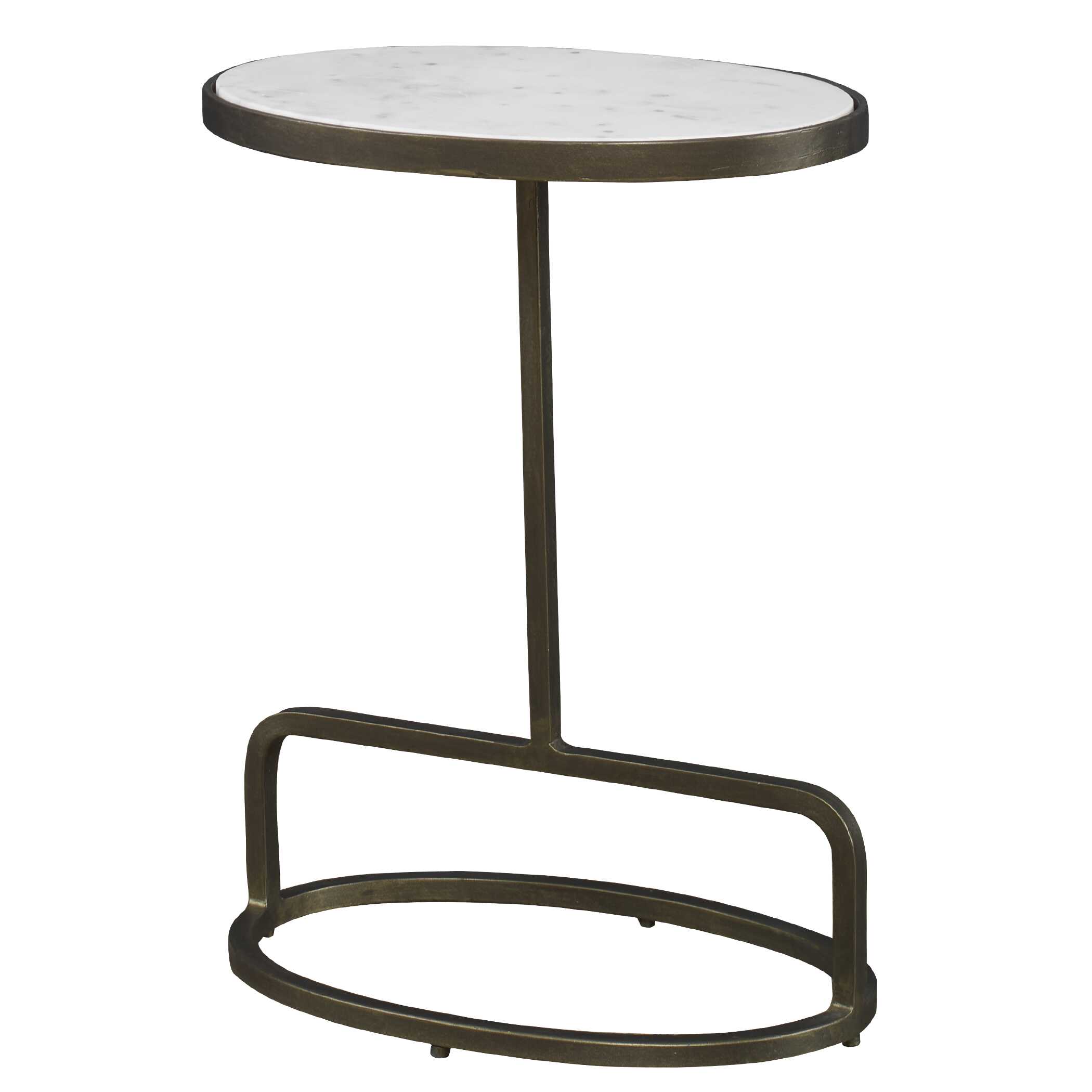 Jessenia White Marble Accent Table, Furniture by Uttermost, 18" width x 23" height x 12" depth View 4