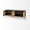 Swordfish 72L x 19W  x 30.25H Two-Tone Brown Wood Cabinet Silver Metal Base 4 Cabinet Door Sideboard thumbnail 6