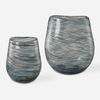Aurora Swirl Glass Vases Set/2, Decorative by Uttermost, 6.5" width x 9.25" height x 8" depth thumbnail 1