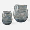 Aurora Swirl Glass Vases Set/2, by Uttermost, 6.5" width x 9.25" height x 8" depth thumbnail 1