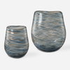Aurora Swirl Glass Vases Set/2, by Uttermost, 6.5" width x 9.25" height x 8" depth thumbnail 1