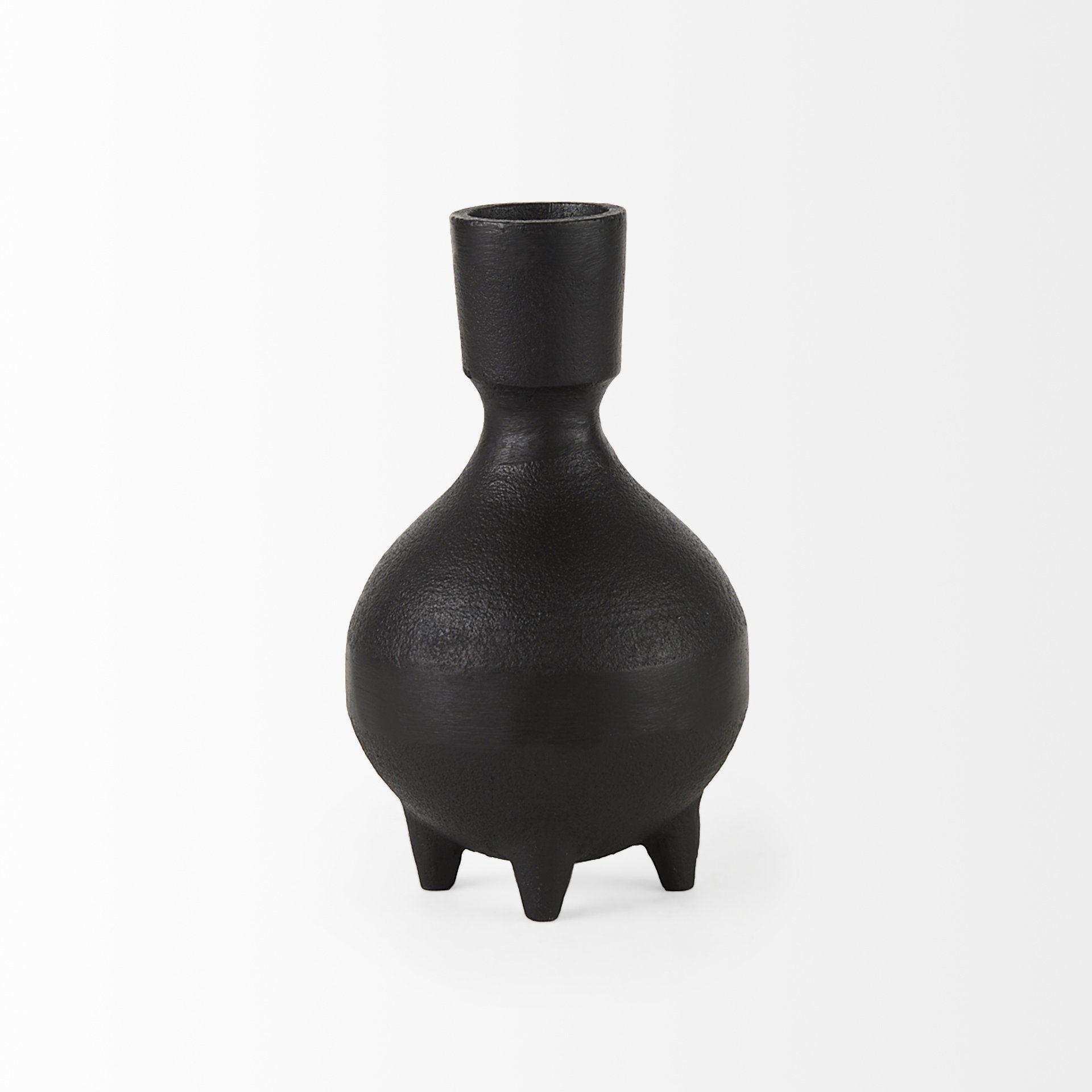 Cyrus Black Spherical Vase with Flute Decorative Object, by Mercana, 5.12" length x 3.94" width x 7.48" height View 5