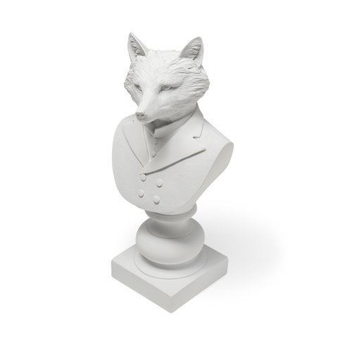 Murray 13H White Painted Resin Fox in a Suit Bust