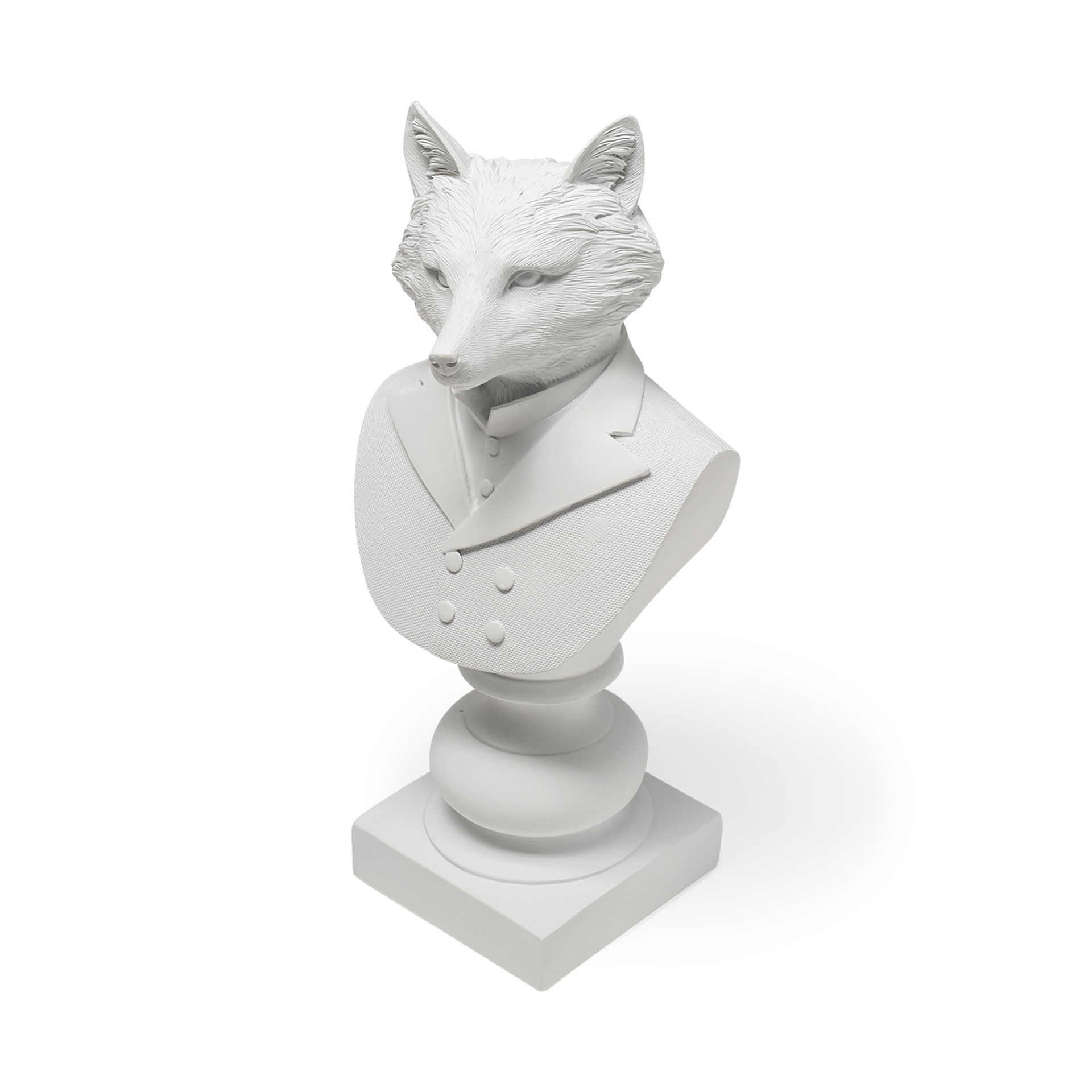 Murray 6L x 5W White Resin Business Fox, Decorative Object by Mercana, 6.3" length x 5.51" width x 12.8" height View 1