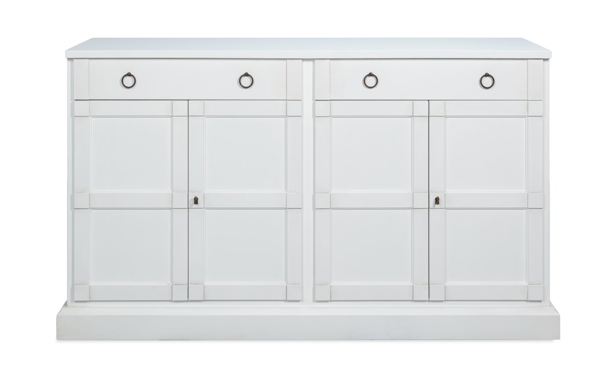 Center Media Base  Cortina White, by Sarreid, 1'8" length x 5'2" width x 3'1" height View 2