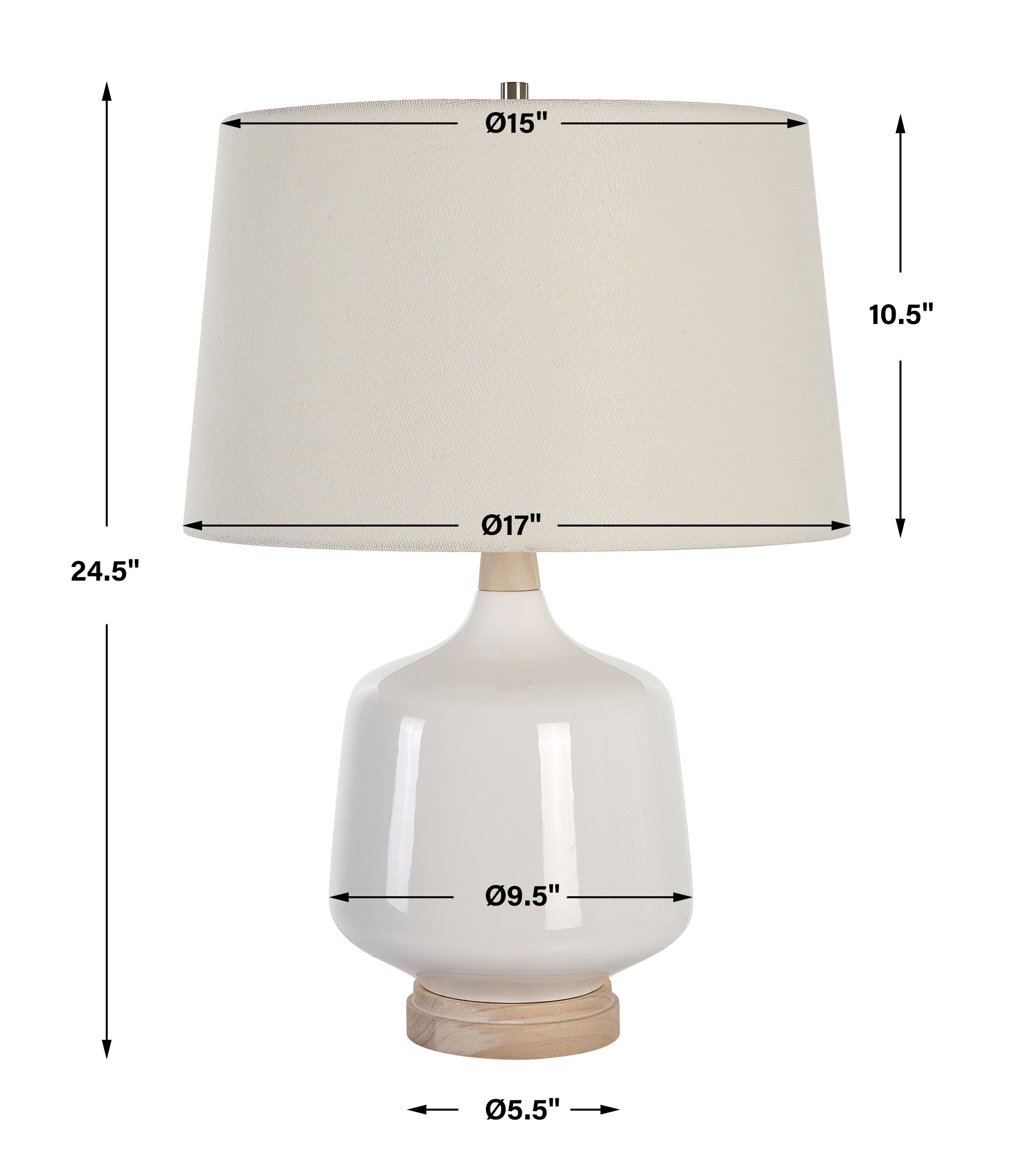 Opal Gloss White Table Lamp, by Uttermost, 17" width x 24.5" height x 17" depth View 3